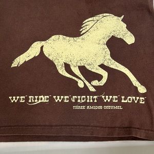 Men’s brown Cozumel Three Amigos XL T-shirt. We Ride We Fight We Love.